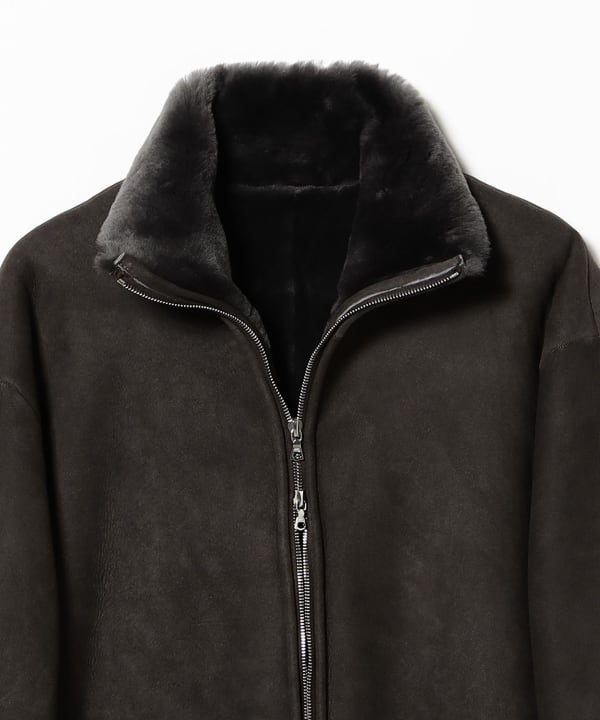 正月セール/InternationalGalleryBEAMSムートンピーコート Jackal 140sソフトメルトン Pコート （ピーコート）｜L size