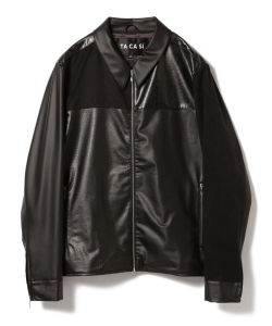▲TA CA Si / フェイクレザー パッチワークブルゾン