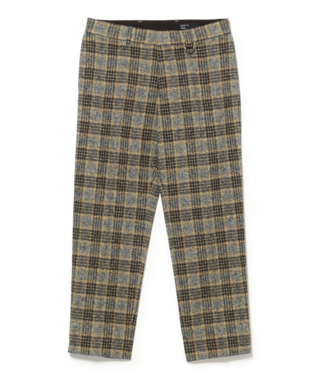 スリム チェック ノープリーツ スラックス パンツ MEN GREY系CHK M