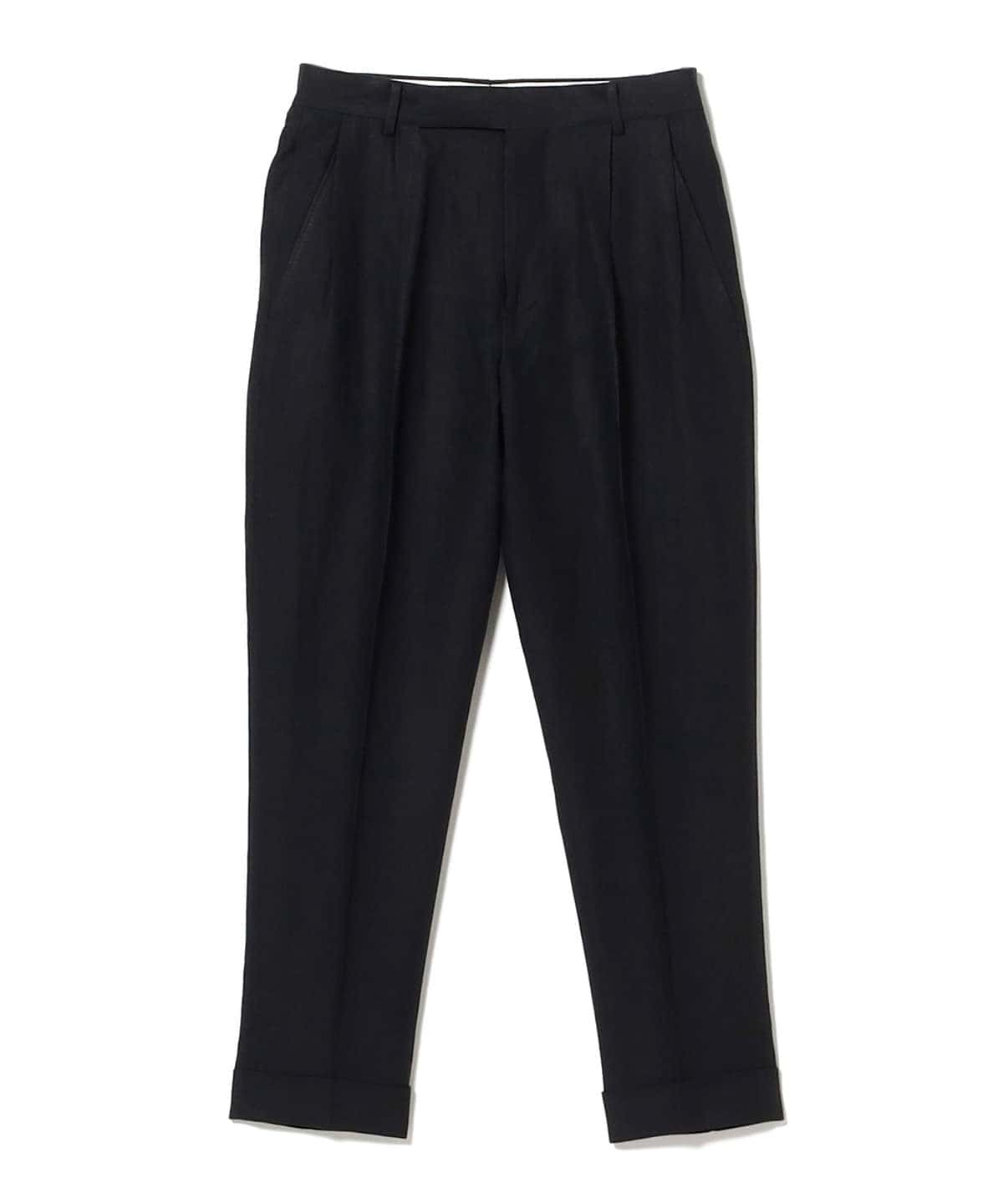【別注】:colon / ウォッシュリネン 2プリーツ テーパードトラウザー パンツ MEN BLACK 4 【別注】:colon / ウォッシュリネン 2プリーツ テーパードトラウザー パンツ MEN BLACK 4