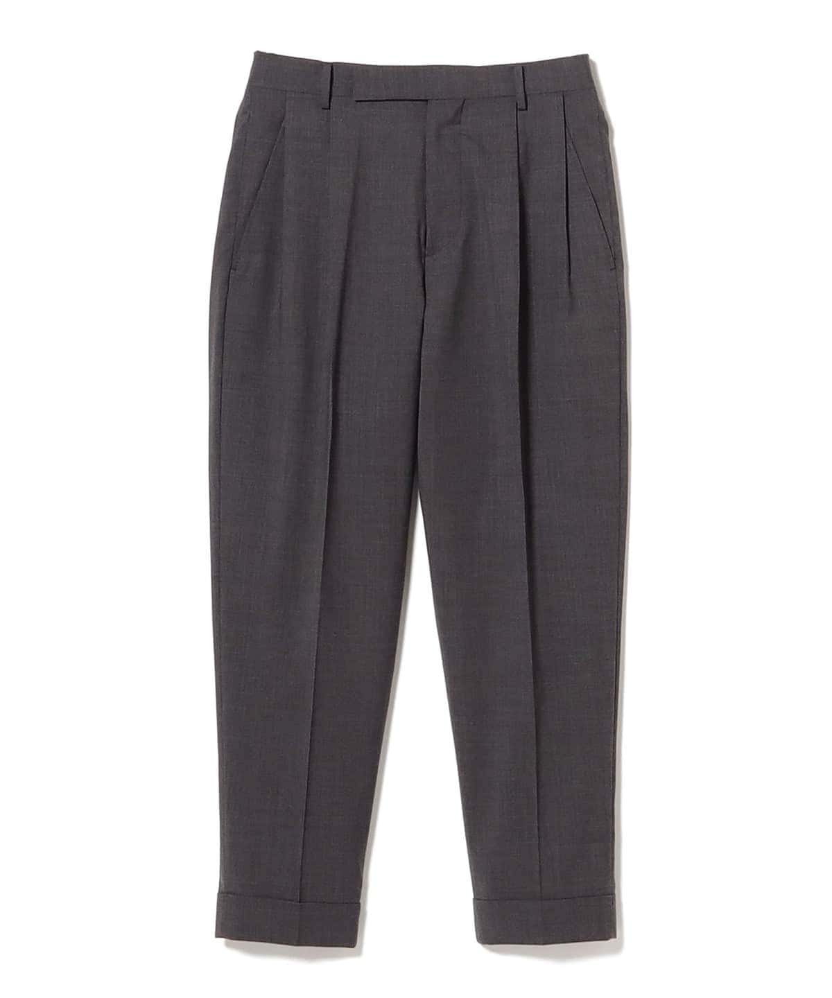 【別注】:colon / ストレッチブレンドウール 2プリーツ テーパードトラウザー パンツ MEN DARK GREY 4 【別注】:colon / ストレッチブレンドウール 2プリーツ テーパードトラウザー パンツ MEN DARK GREY 4
