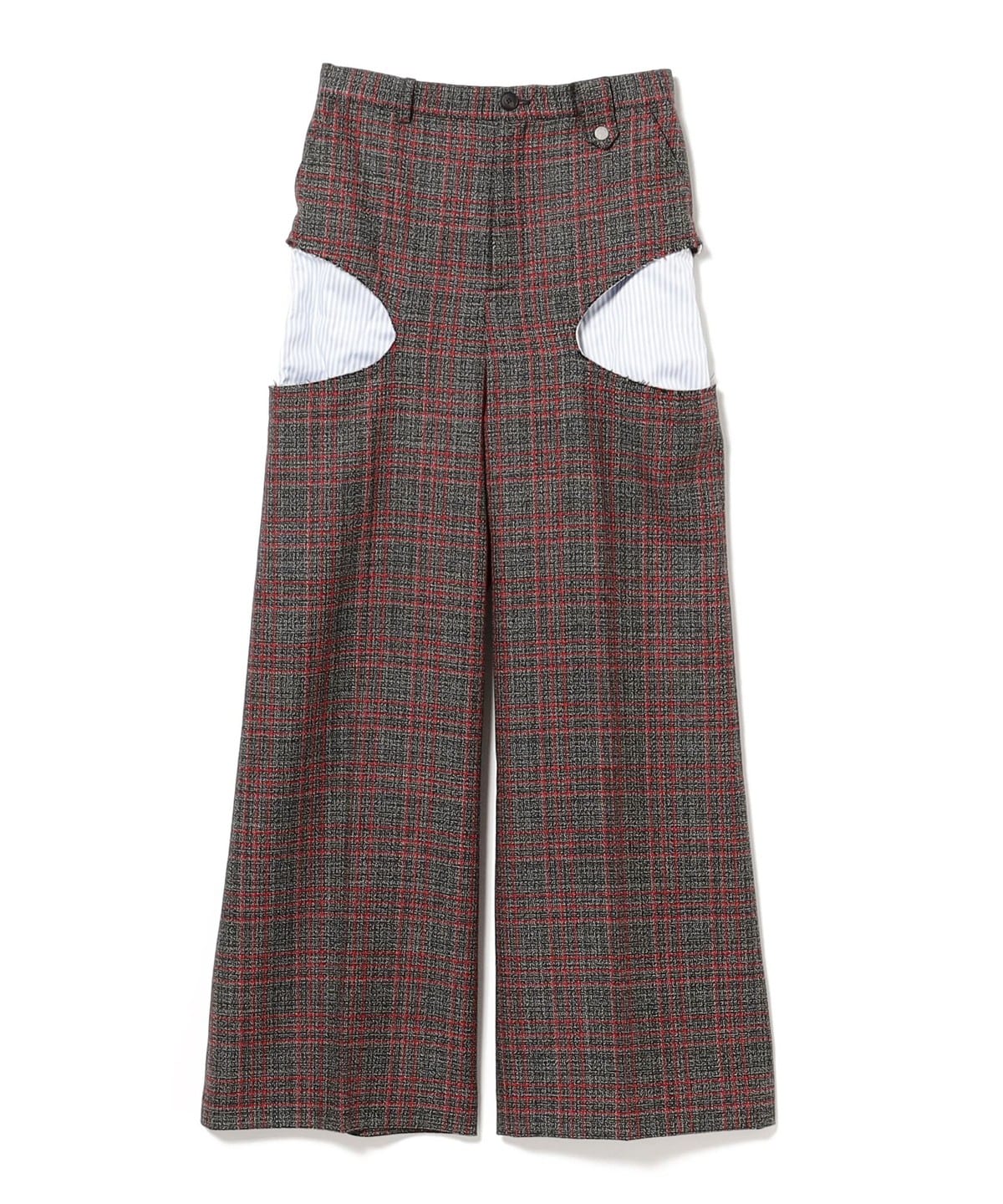 EGONlab. / サイドホール フレアパンツ パンツ MEN RED TARTAN 46 EGONlab. / サイドホール フレアパンツ パンツ MEN RED TARTAN 46