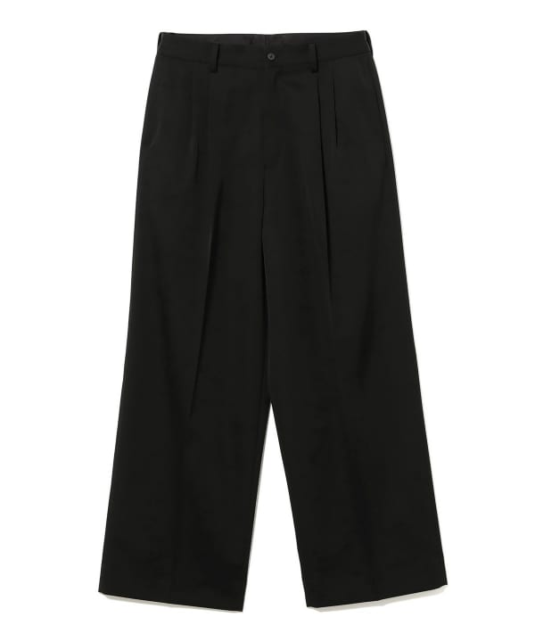 ss stein / Wool Gabardine Long Wide Trousers ST.1602: A neat waistline and wide silhouette.