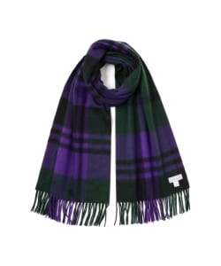 Joshua Ellis / カシミヤ プライマリー ブラックウォッチ ストール （パープル） 70×190