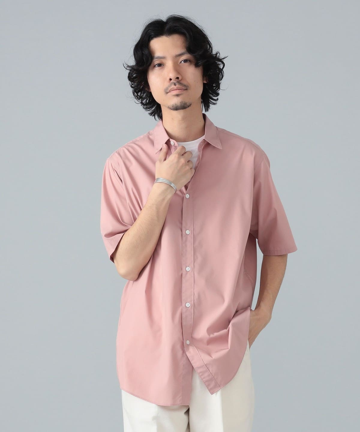 コットンポリウレタン レギュラーカラー ショートスリーブシャツ シャツ・ブラウス MEN PINK/3 S コットンポリウレタン レギュラーカラー ショートスリーブシャツ シャツ・ブラウス MEN PINK/3 S