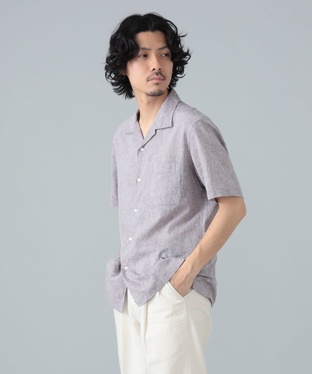 リネンコットン オープンカラー ショートスリーブシャツ シャツ・ブラウス MEN BROWN/1147 S リネンコットン オープンカラー ショートスリーブシャツ シャツ・ブラウス MEN BROWN/1147 S