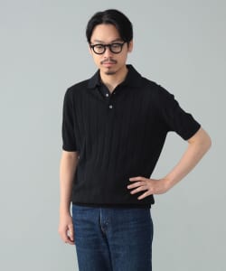 FILIPPO DE LAURENTIIS / コットン ストライプ ニット ポロシャツ