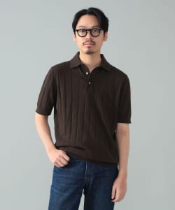 FILIPPO DE LAURENTIIS / コットン ストライプ ニット ポロシャツ