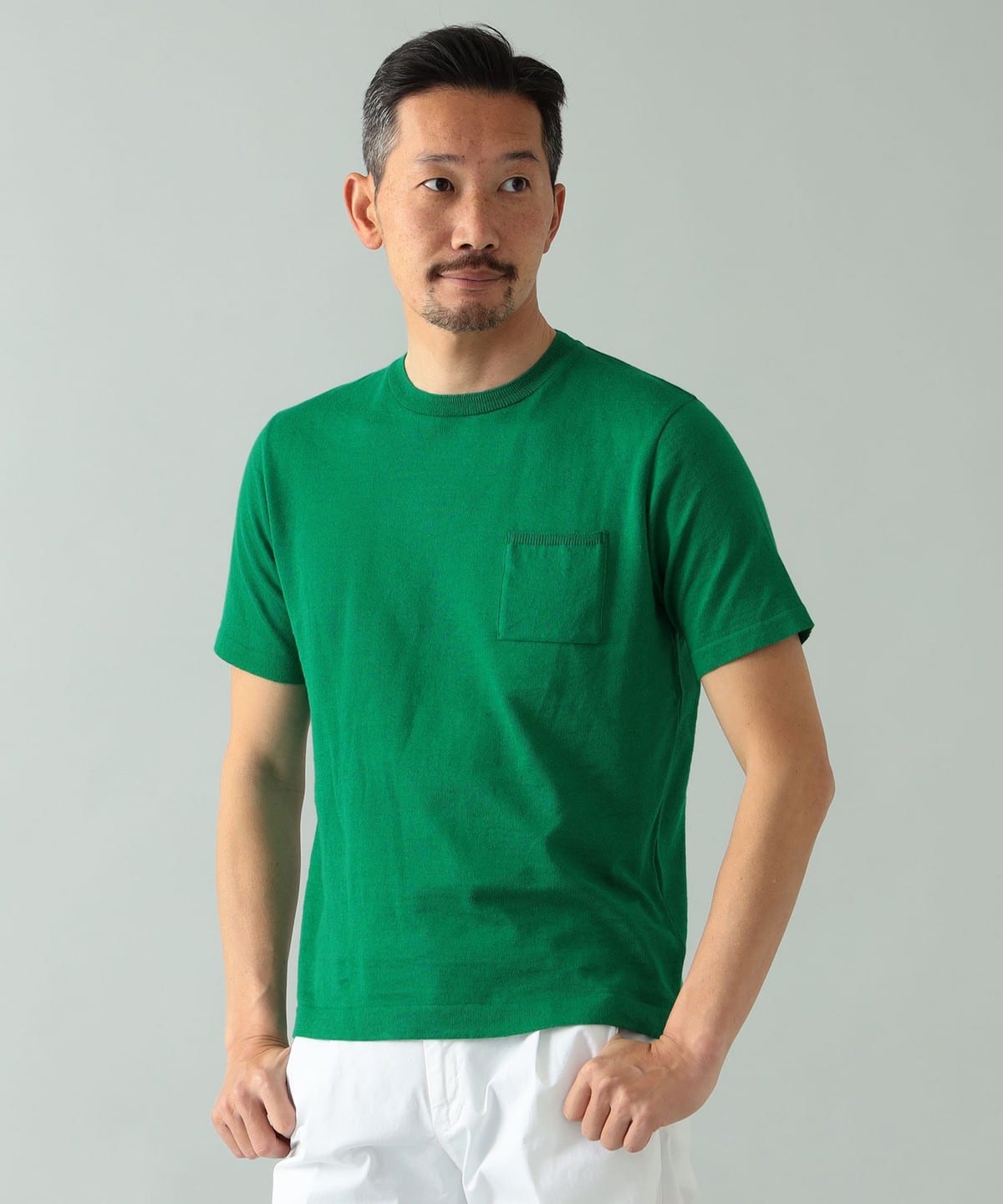 Blu Bre ブル ブレ / リネンコットン クルーネック ニット Tシャツ Tシャツ・カットソー MEN GREEN/015 L Blu Bre ブル ブレ / リネンコットン クルーネック ニット Tシャツ Tシャツ・カットソー MEN GREEN/015 L
