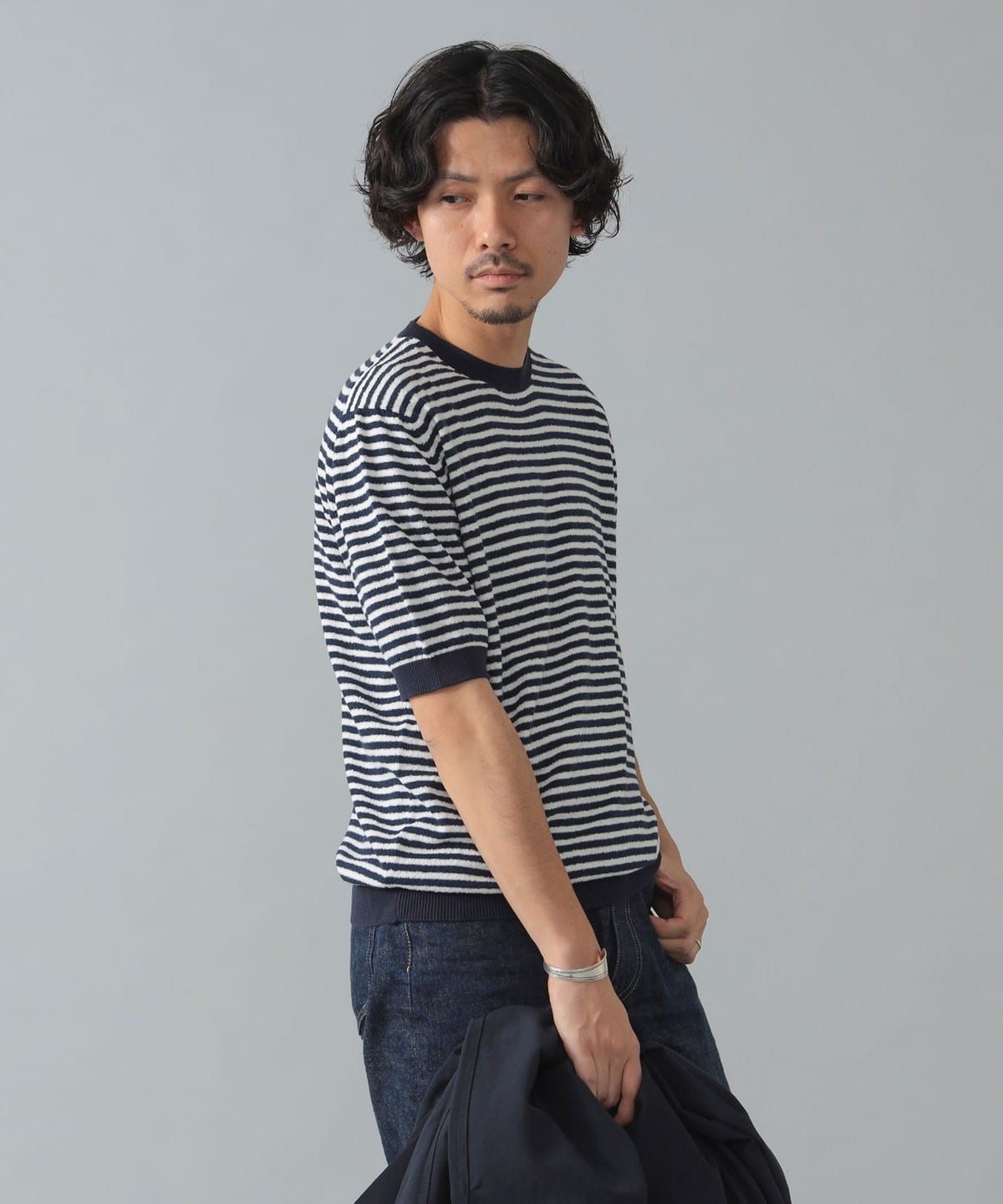 FILIPPO DE LAURENTIIS フィリッポ デ ローレンティス / パイル ボーダー Tシャツ Tシャツ・カットソー MEN NAVY/8920 48 FILIPPO DE LAURENTIIS フィリッポ デ ローレンティス / パイル ボーダー Tシャツ Tシャツ・カットソー MEN NAVY/8920 48