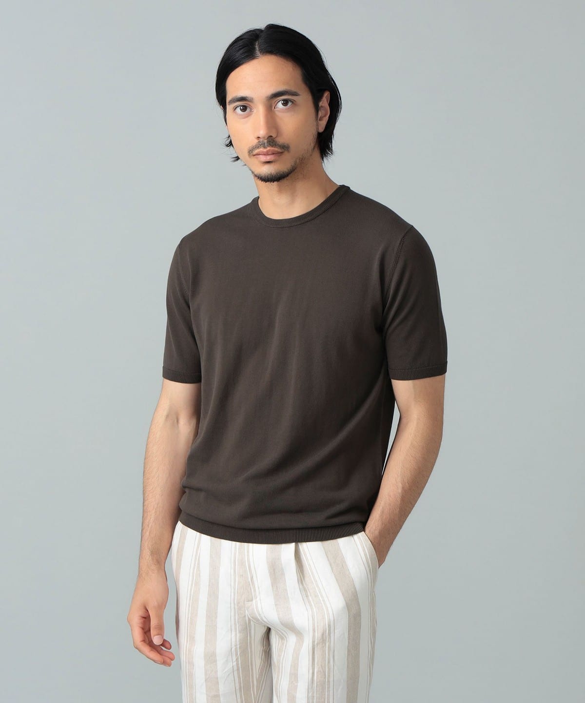 ROBERTO COLLINA ロベルトコリーナ / コットン クルーネック ニット トップス MEN MORO/RB1008 50 ROBERTO COLLINA ロベルトコリーナ / コットン クルーネック ニット トップス MEN MORO/RB1008 50