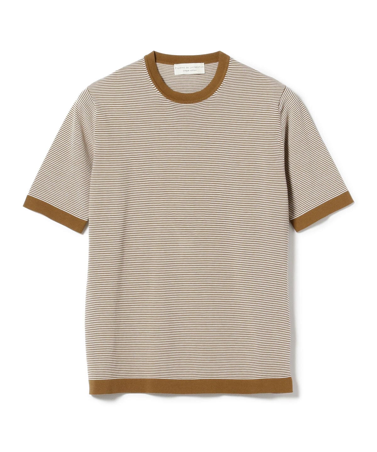 新品 FILIPPO DE LAURENTIIS ニットTシャツ 48 白×茶