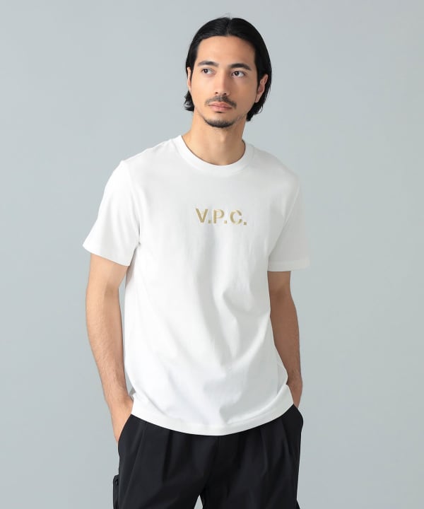 芸能人着用♡A.P.C×BEAMS ロゴ刺繍Tシャツピンクベージュ