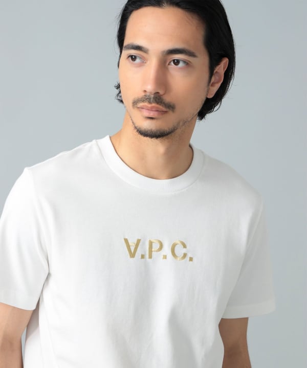 芸能人着用♡A.P.C×BEAMS ロゴ刺繍Tシャツ ピンクベージュ