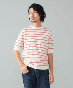 FILIPPO DE LAURENTIIS / コットン ボーダー ショートスリーブ ニット