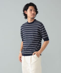 FILIPPO DE LAURENTIIS / コットン ボーダー ショートスリーブ ニット