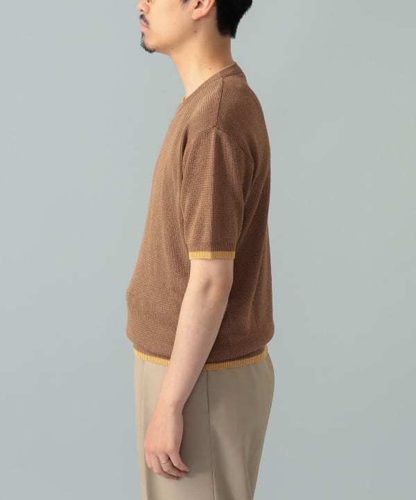 ROBERTO COLLINA / ピケ クルーネック カットソー Model：H175cm　Size：48