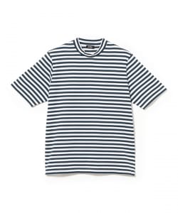 コットン ハイネック ボーダーTシャツ
