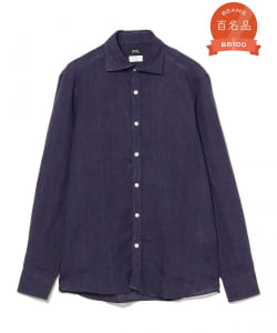 Linen cutaway wide collar shirt