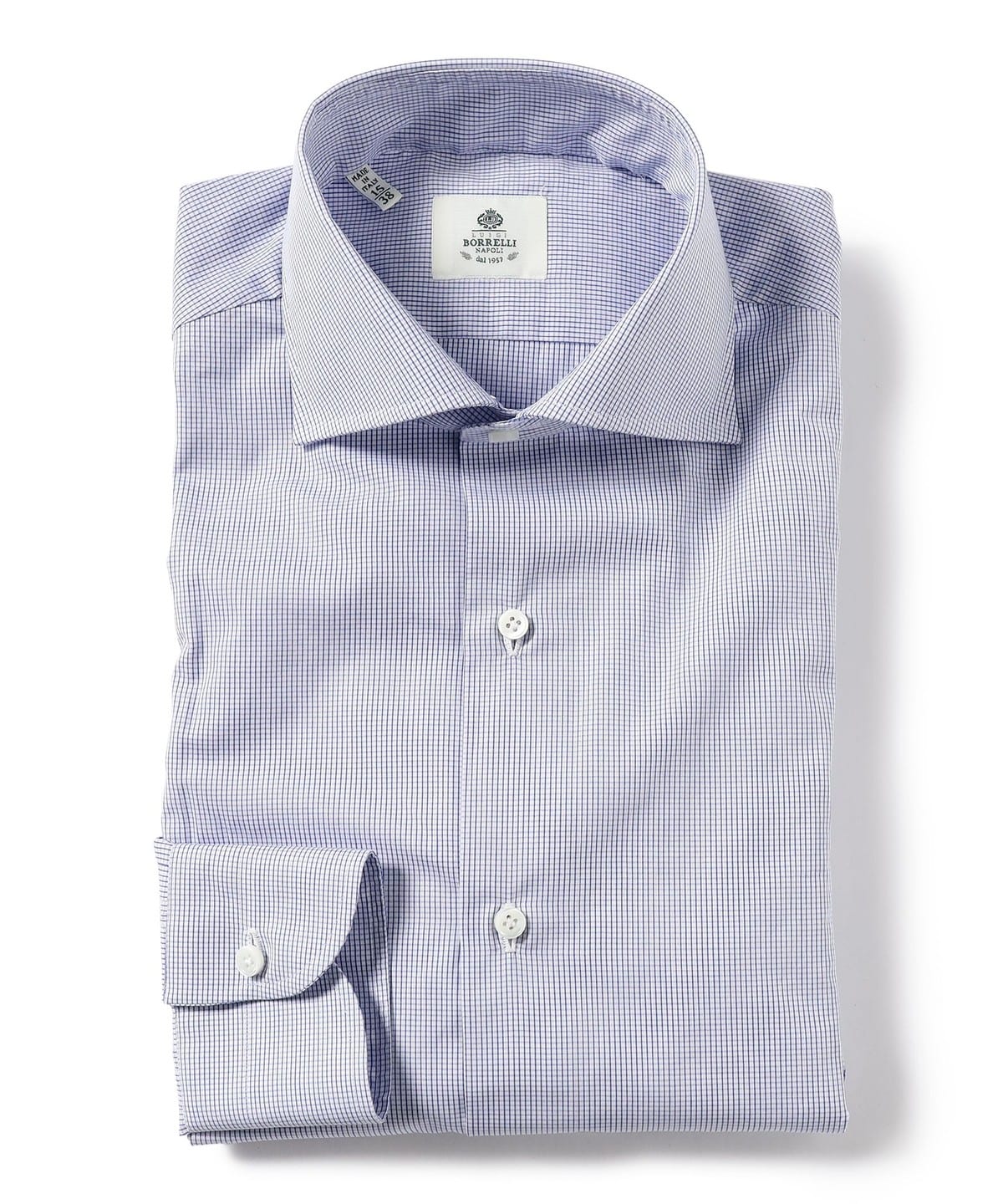 LUIGI BORRELLI ルイジボレッリ / ACHILLE グラフチェック ワイドカラーシャツ シャツ・ブラウス MEN BLUE/40 42 LUIGI BORRELLI ルイジボレッリ / ACHILLE グラフチェック ワイドカラーシャツ シャツ・ブラウス MEN BLUE/40 42