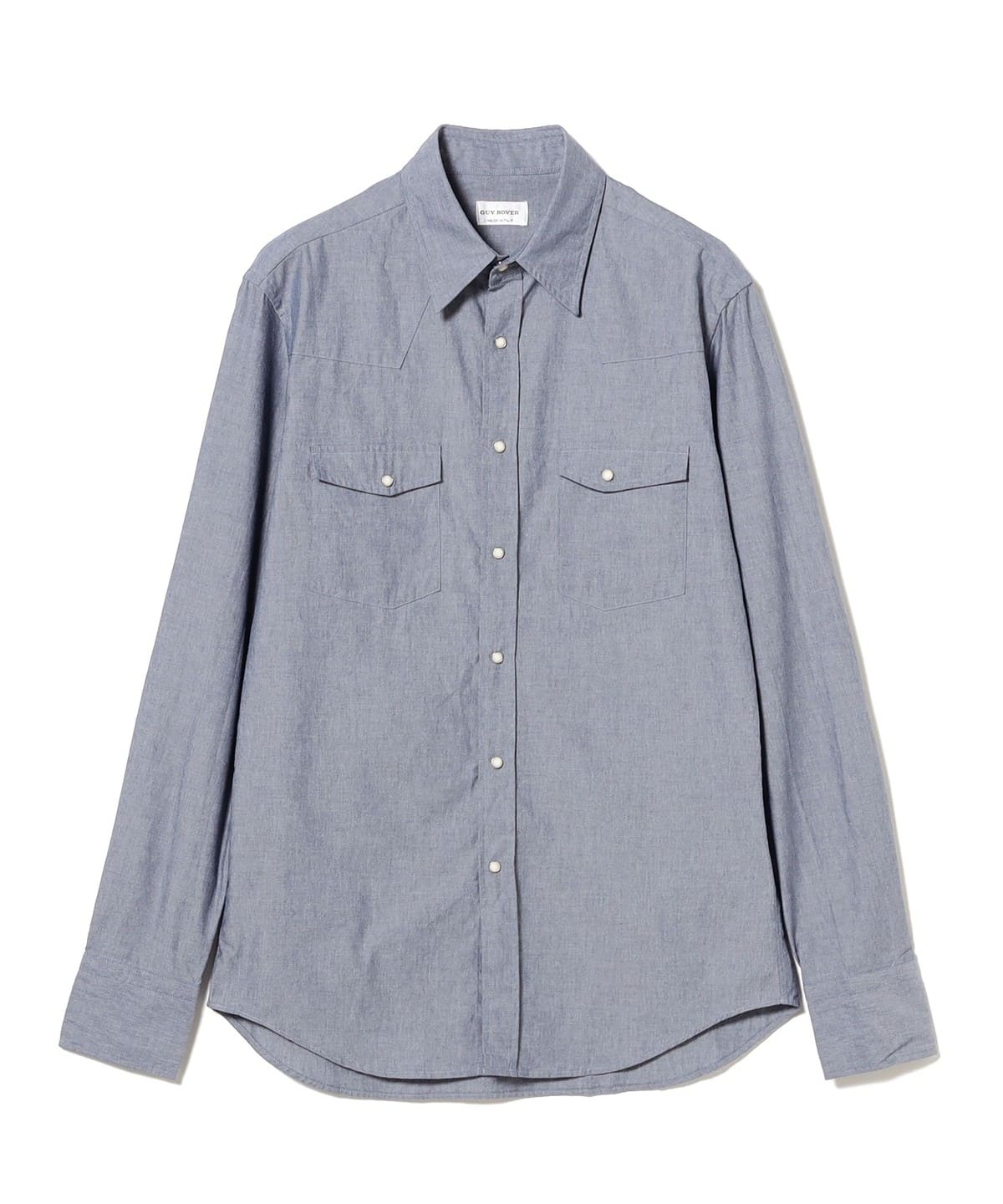 【5/1新規値下げ】【別注】GUY ROVER ギローバー / シャンブレー ウエスタンシャツ シャツ・ブラウス MEN BLUE/1 L 【5/1新規値下げ】【別注】GUY ROVER ギローバー / シャンブレー ウエスタンシャツ シャツ・ブラウス MEN BLUE/1 L