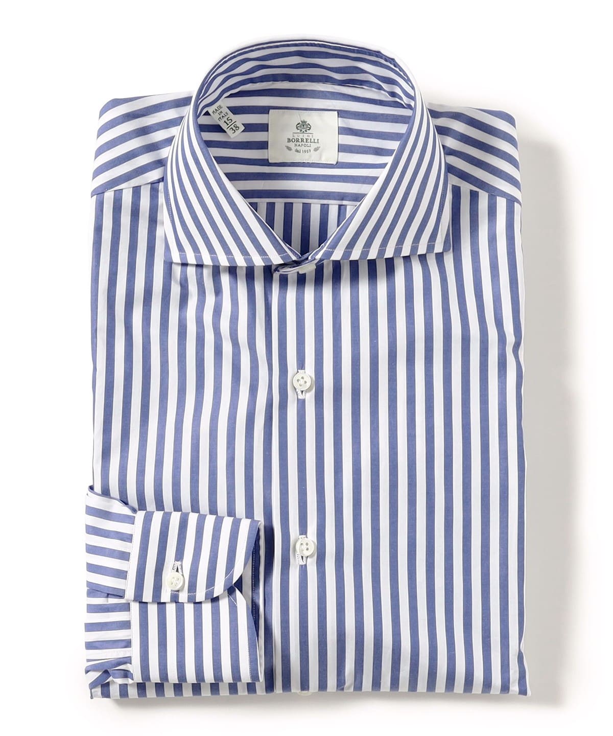 LUIGI BORRELLI ルイジボレッリ / ACHILLE ロンドンストライプ ワイドカラーシャツ シャツ・ブラウス MEN BLUE/42 38 LUIGI BORRELLI ルイジボレッリ / ACHILLE ロンドンストライプ ワイドカラーシャツ シャツ・ブラウス MEN BLUE/42 38