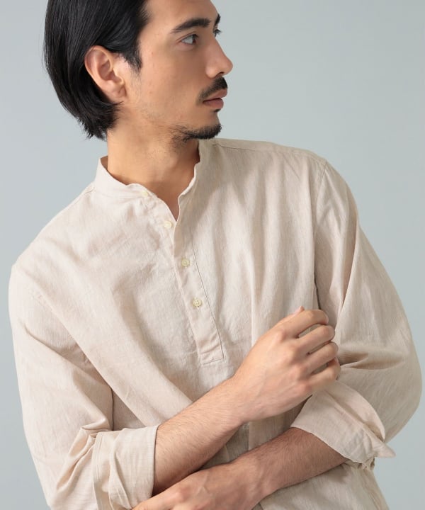 【美品】ビームス別注 GUY ROVER ホリゾンタルカラーリネンシャツ S 美品】ビームス別注 GUY ROVER ホリゾンタルカラーリネンシャツ