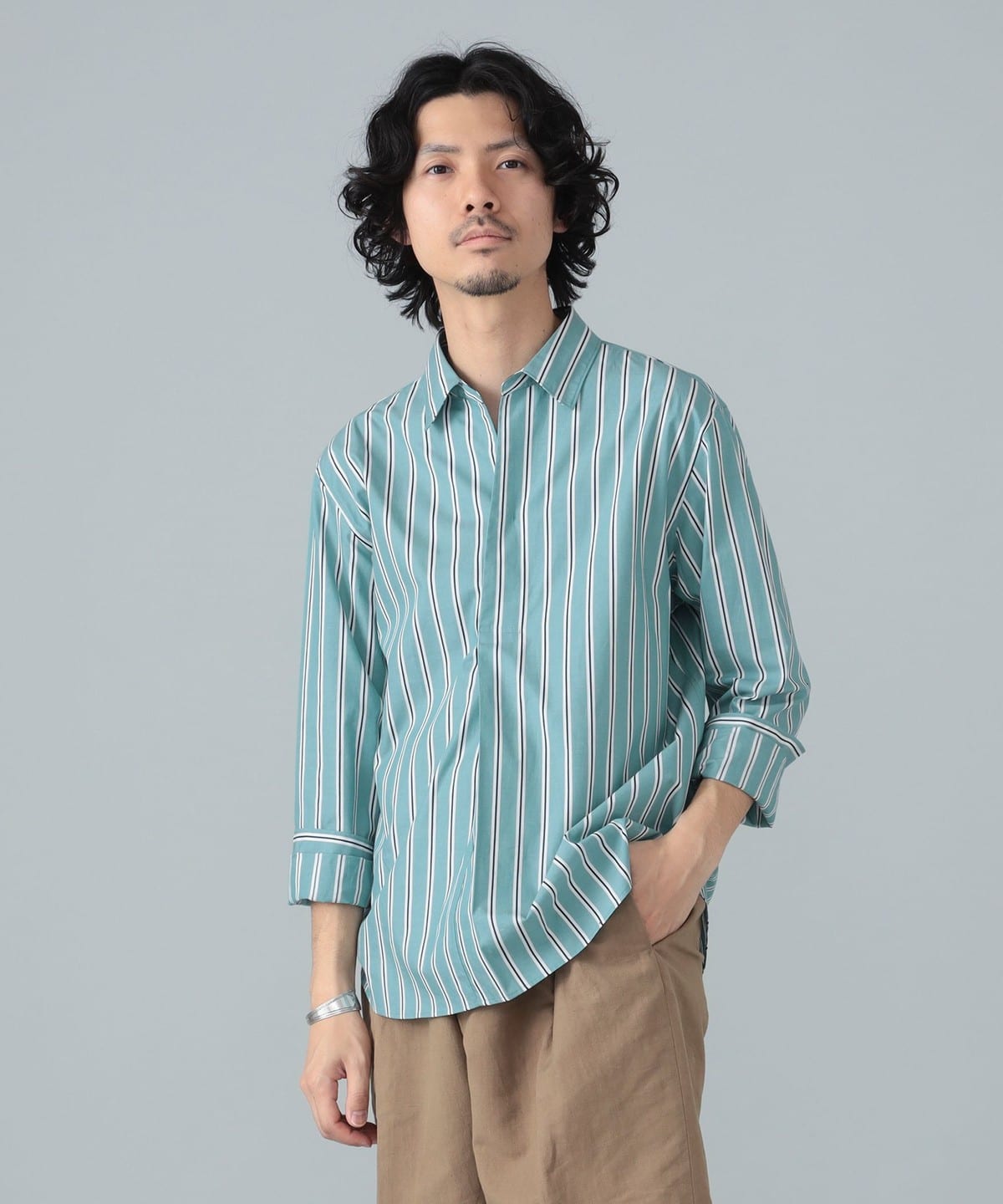 【別注】COLONY CLOTHING コロニー クロージング / グリーンストライプ プールサイド シャツ シャツ・ブラウス MEN GREEN M 【別注】COLONY CLOTHING コロニー クロージング / グリーンストライプ プールサイド シャツ シャツ・ブラウス MEN GREEN M