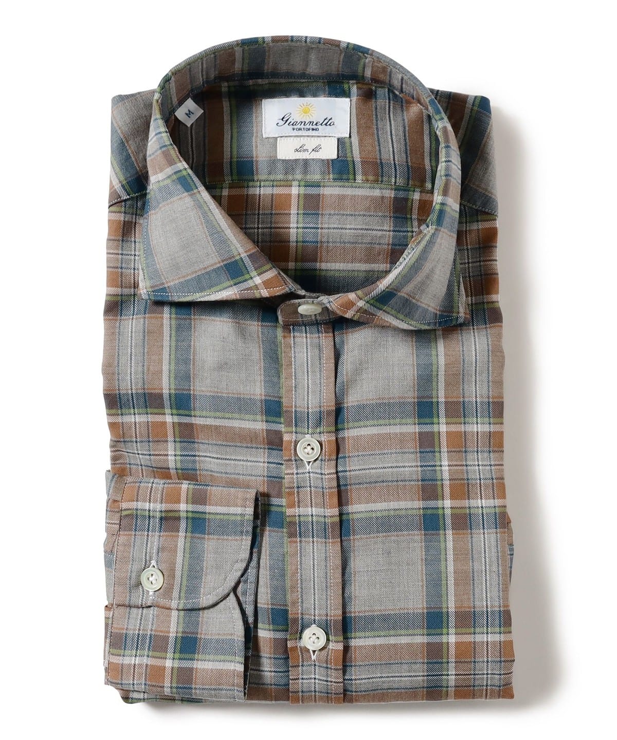 【別注】GIANNETTO ジャンネット / コットン グレー×ブラウンチェック ワイドカラーシャツ シャツ・ブラウス MEN GREY/1 L 【別注】GIANNETTO ジャンネット / コットン グレー×ブラウンチェック ワイドカラーシャツ シャツ・ブラウス MEN GREY/1 L