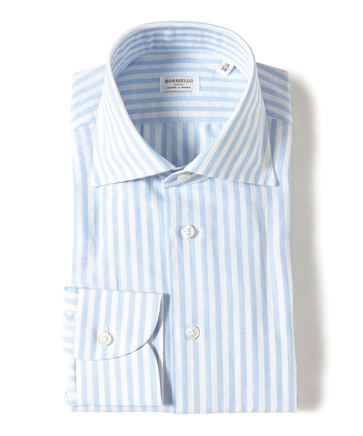 【別注】Borriello ボリエッロ / コットンリネン ロンドンストライプ ワイドカラーシャツ シャツ・ブラウス MEN SAX ST/4 39 【別注】Borriello ボリエッロ / コットンリネン ロンドンストライプ ワイドカラーシャツ シャツ・ブラウス MEN SAX ST/4 39