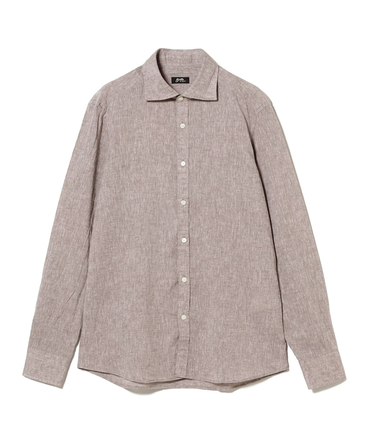 リネンコットン ワイドカラーシャツ シャツ・ブラウス MEN BROWN/1147 M リネンコットン ワイドカラーシャツ シャツ・ブラウス MEN BROWN/1147 M