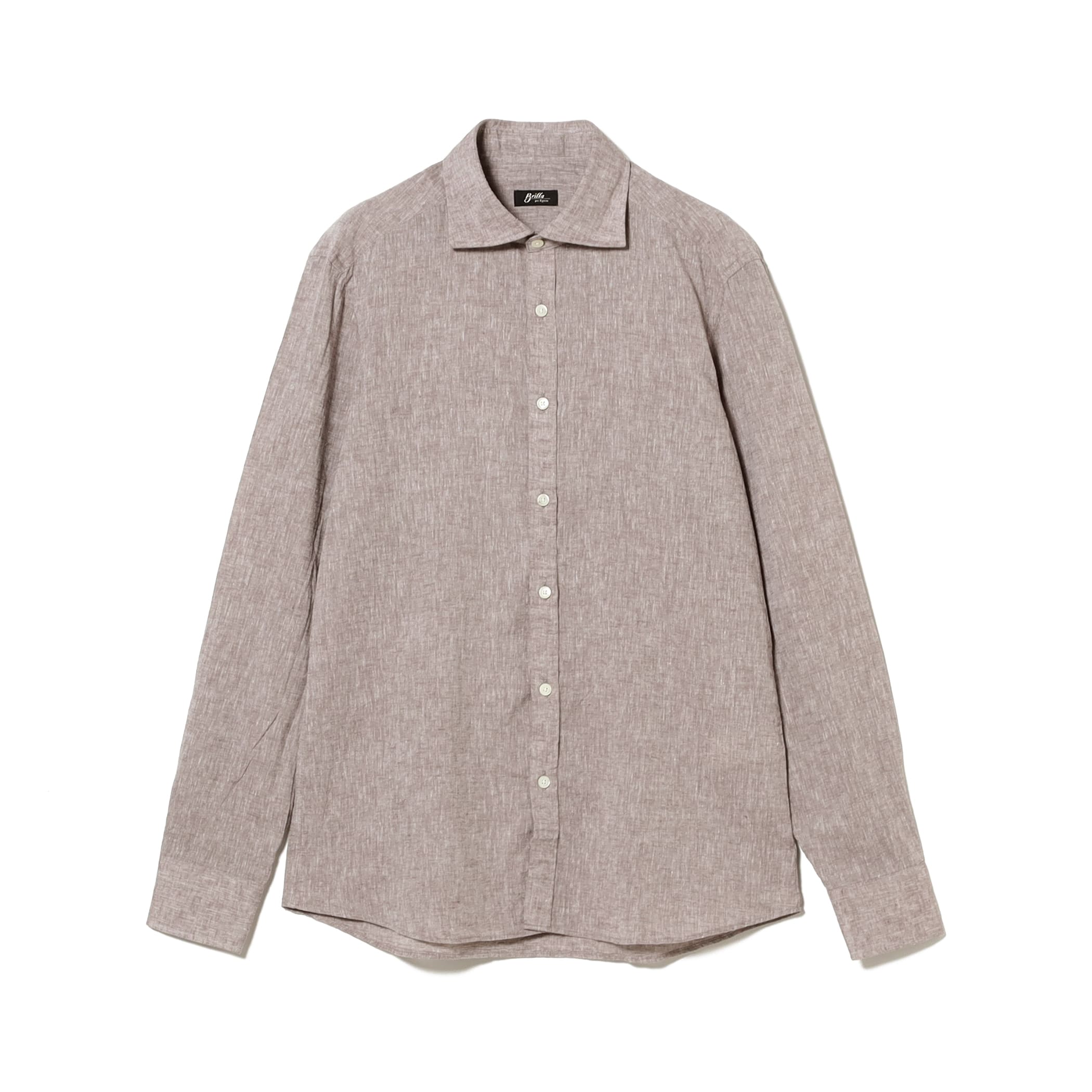 リネンコットン ワイドカラーシャツ シャツ・ブラウス MEN BROWN/1147 L リネンコットン ワイドカラーシャツ シャツ・ブラウス MEN BROWN/1147 L