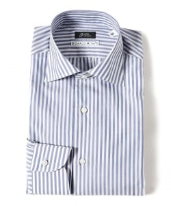 CARLO RIVA コットン ストライプ ワイドカラーシャツ
