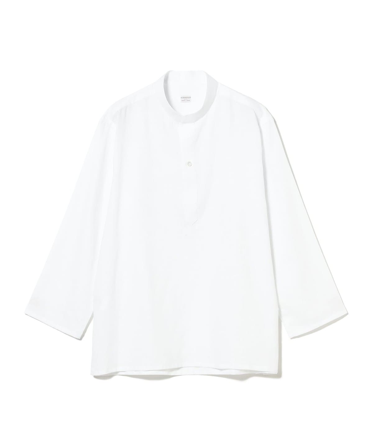 【別注】Borriello ボリエッロ / リネンコットン プルオーバー バンドカラーシャツ シャツ・ブラウス MEN WHITE M 【別注】Borriello ボリエッロ / リネンコットン プルオーバー バンドカラーシャツ シャツ・ブラウス MEN WHITE M