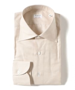 【別注】Borriello / コットンリネン ソリッド ワイドカラーシャツ