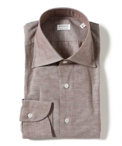 【別注】Borriello / コットンリネン ソリッド ワイドカラーシャツ