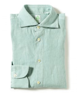 FINAMORE / SIMONE リネン ソリッド カッタウェイシャツ