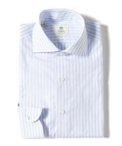 LUIGI BORRELLI / ACHILLE コットン エンドオンエンド ストライプ ワイドカラーシャツ