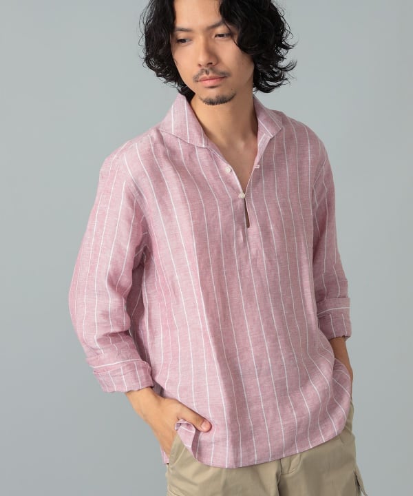 Massimo d’Augusto / ALAMARI リネン ストライプ カプリシャツ Model：H178cm　Size：L
