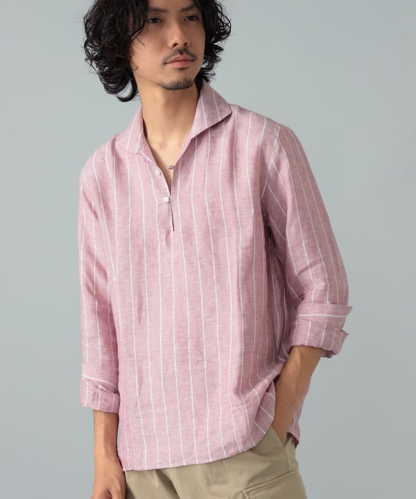 Massimo d’Augusto / ALAMARI リネン ストライプ カプリシャツ Model：H178cm　Size：L