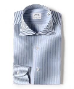 コットン ペンシルストライプ ワイドカラーシャツ