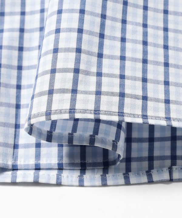 Cotton two-tone gingham check button-down shirt