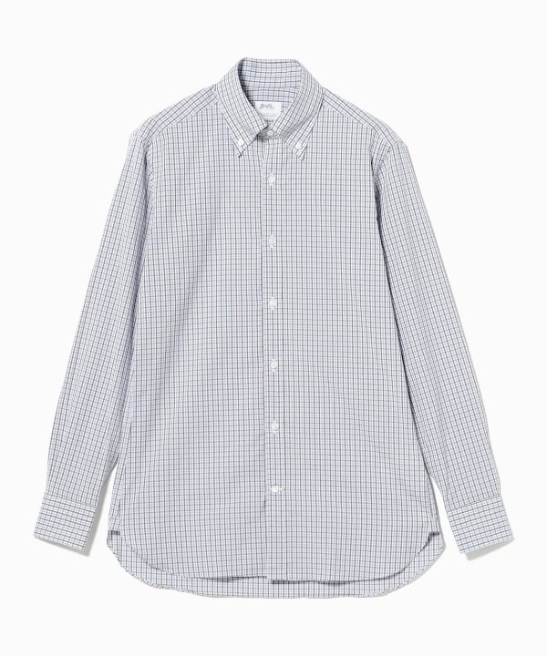 Cotton two-tone gingham check button-down shirt