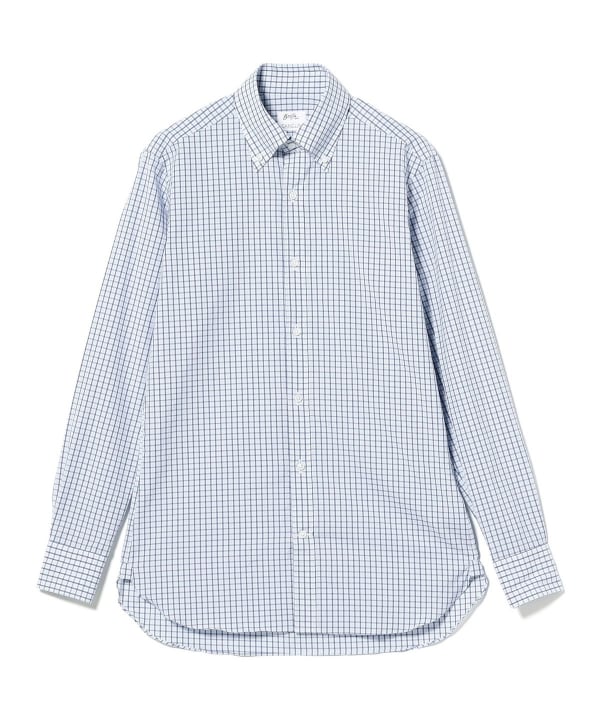 Cotton two-tone gingham check button-down shirt