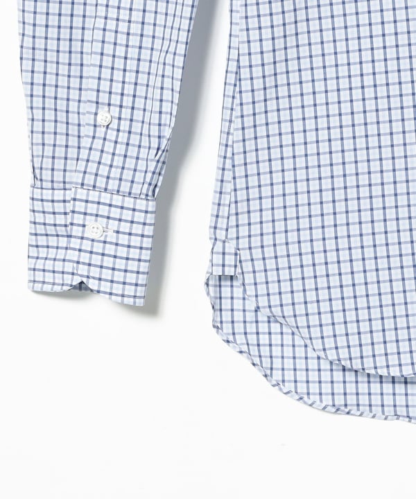 Cotton two-tone gingham check button-down shirt