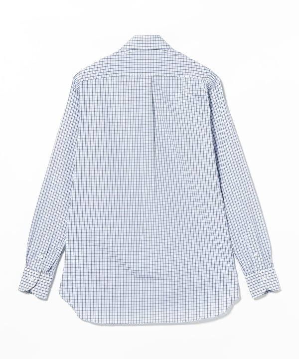Cotton two-tone gingham check button-down shirt