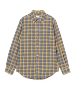 FAR EAST MANUFACTURING/棉质藏青色马德拉斯格纹扣领衬衫