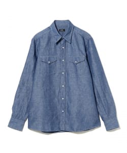 コットンリネン シャンブレー ウエスタンシャツ