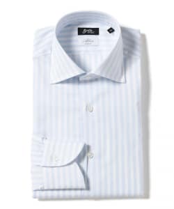 コットン ナチュラルストレッチ ストライプ ワイドカラーシャツ