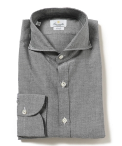 ▲GIANNETTO / グレーオックスフォード カッタウェイカラーシャツ◎